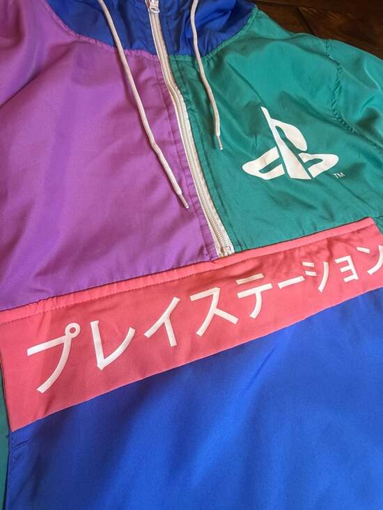 Sony PlayStation Retro Colorblock Anorak Windbreaker Hoodie Jacket - Picture 5 of 6